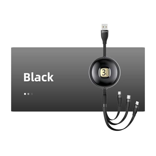 USAMS U69 3 i 1 1 m Svart Lightning/microUSB/USB-C