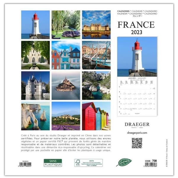 Stor Väggkalender Frankrike - 2023 - Draeger Paris