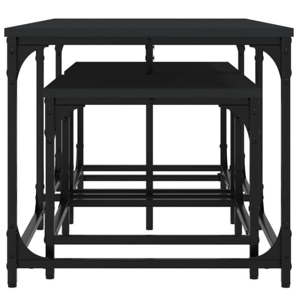 vidaXL Häckande soffbord 3 st Black Engineered Wood 835389