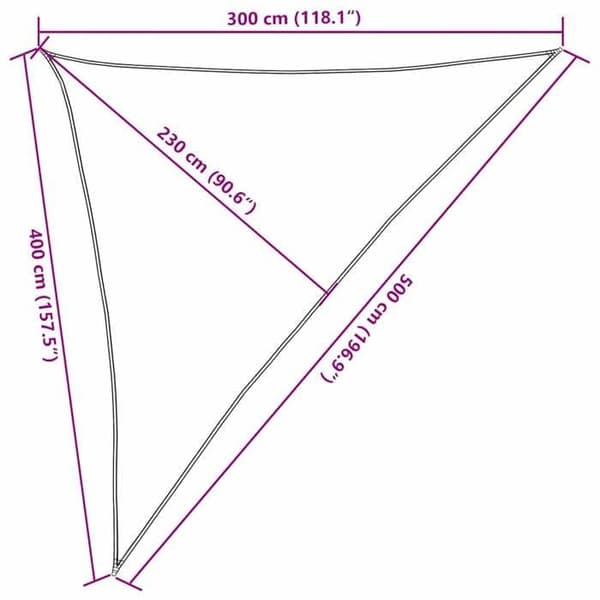 vidaXL Solskyddsduk 160 g/m² triangulär sand 3x4x5 m PEHD 4002058