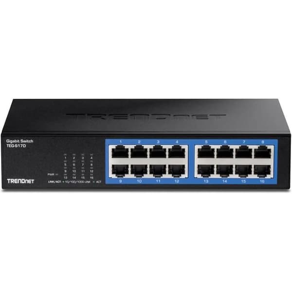Gigabit-skrivbordsswitch - TRENDNET - TEG-S17D - 16 portar - Intern strömförsörjning - 32 Gbit/s