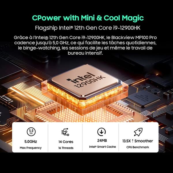 Mini PC - BLACKVIEW - MP100 Pro - Intel Core i9-12900H - 16 GB RAM - 512 GB SSD