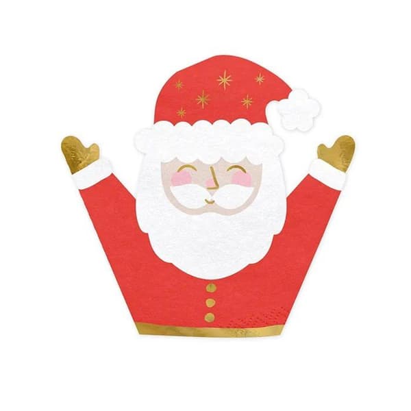 20 ENGANGSSERVETTER PAPPER SANTA SHAPE 16,5X15CM Röd