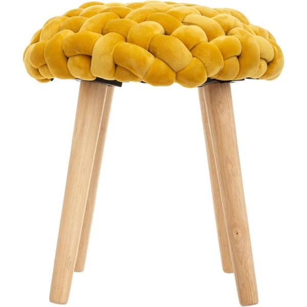 Pall "Akemi" i senapsgul stickad - Atmosphera Inredningsdesigner