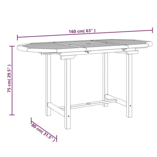vidaXL Utdragbart trädgårdsbord 110-160x80x75 cm i solid teak, utomhusbord, trädgårdsmöbler, möbel 363486