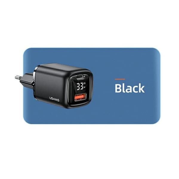 Laddare - USAMS - 1xUSB-C 1xUSB - 33W - PD3.0 - QC3.0 - Kompatibel med iPhone 11-14