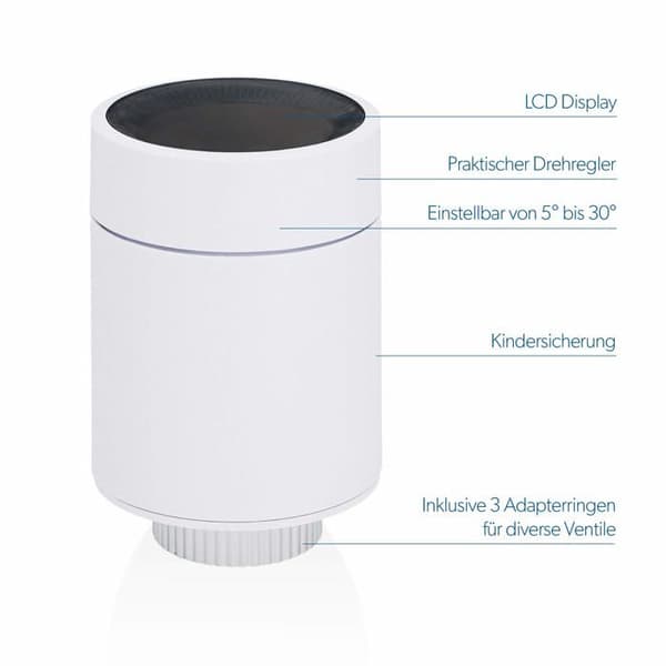 UNITEC 30946 - Smart Zigbee-radiatortermostat, LCD-skärm, Alexa & Google