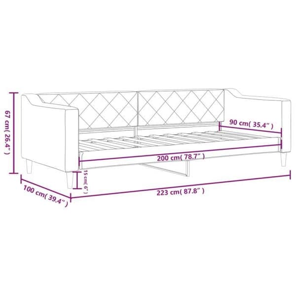 vidaXL Grå sängsoffa 90x200 cm tyg 354162