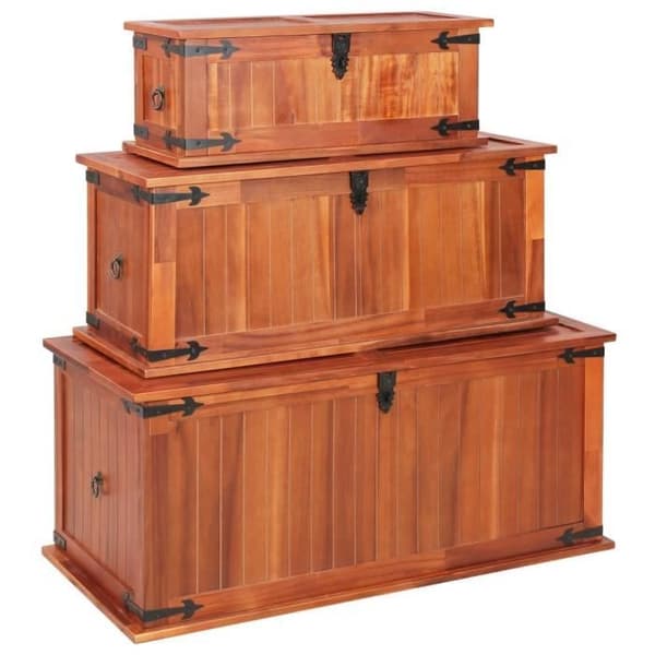 vidaXL Förvaringskistor 3 st Solid Acacia Wood 247243
