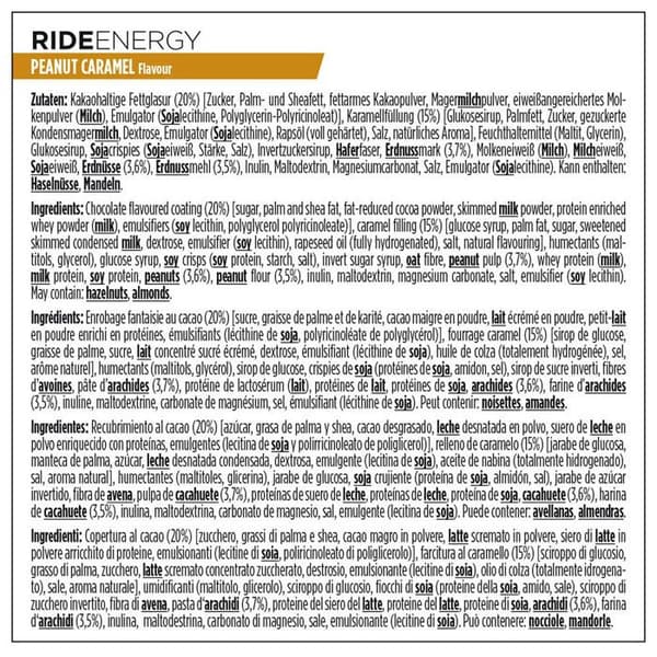 POWERBAR Ride Energy Bars - Caramel Peanut - 55g - 18 Pack