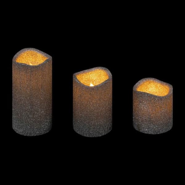 Set med 3 LED-ljus "Glitter" 10cm Silver