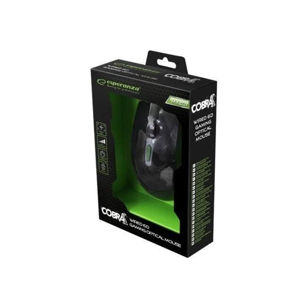 Esperanza MX207 COBRA optisk mus - 6 knappar - USB-kabel - grön