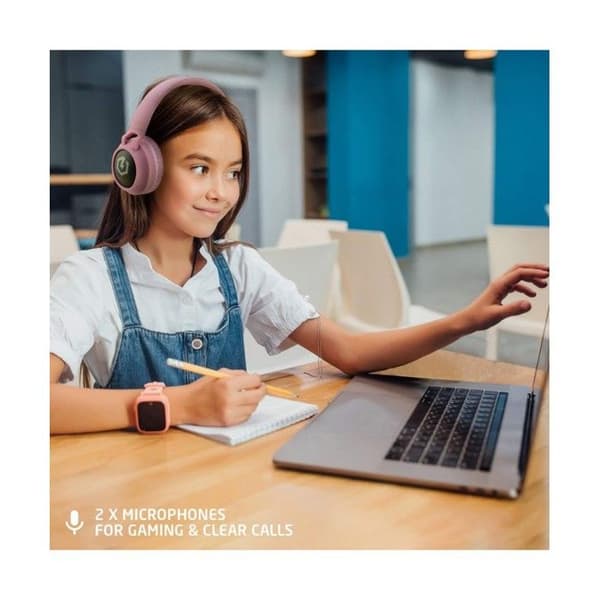 Trådlösa hörlurar - PowerLocus - Buddy - Bluetooth - Micro SD - LED-lampor - Rosa