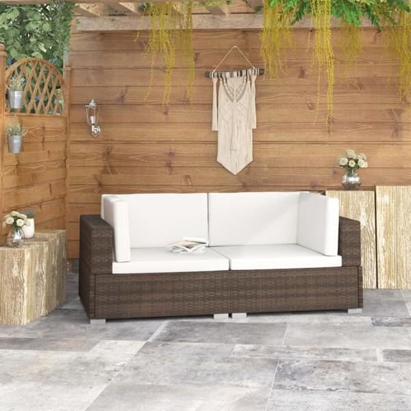 vidaXL Hörnstolar 2 st med Dynor Poly Rattan Brown