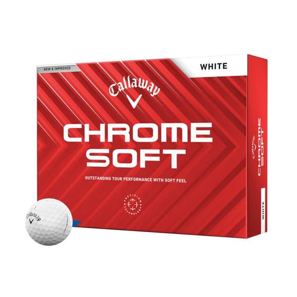 Kartong med 12 Callaway Chrome Soft White Golfbollar Nyhet