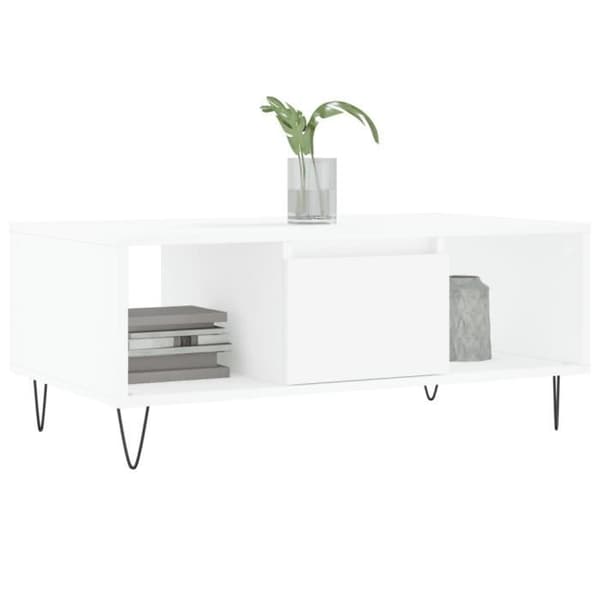 vidaXL Soffbord Vit 90x50x36,5 cm Konstruerat trä 830588