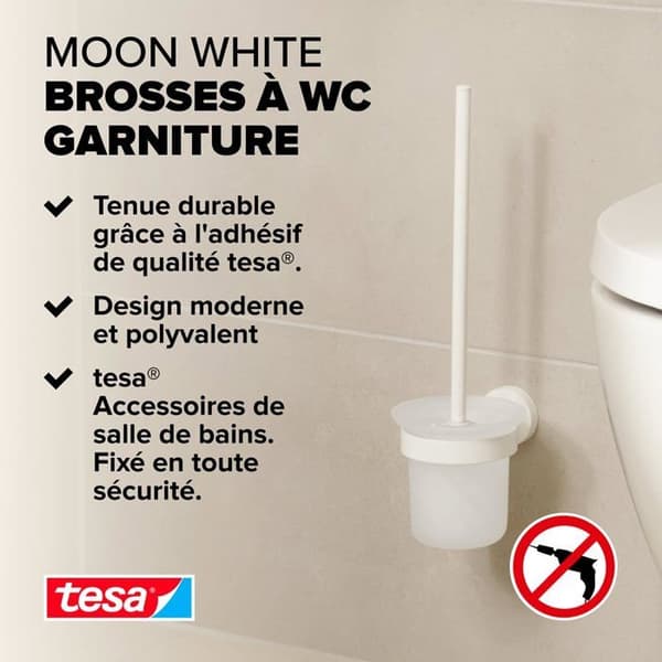 Ensemble WC - Tesa - MOON WHITE - Matt Vit - Satinerat Glas - Utan Borrning