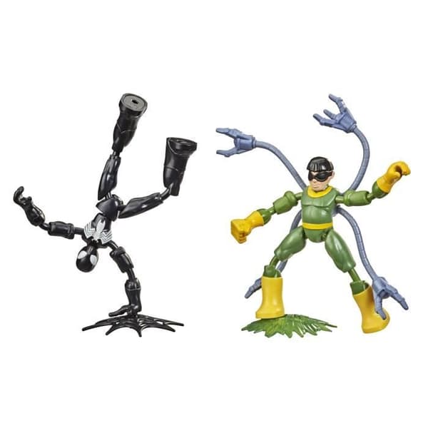 MARVEL SPIDER-MAN - Bend and Flex - Spider-Man i svart kostym vs Doc Ock 15 cm böjbara figurer - för barn