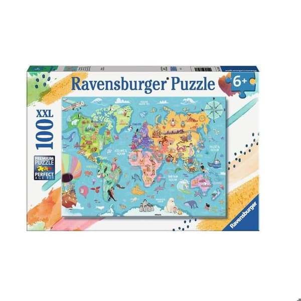 Pussel 100 bitar XXL: Världskarta