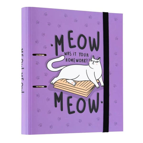 Klassisk mapp med 2 ringar Meow Meow Konstiga Katter