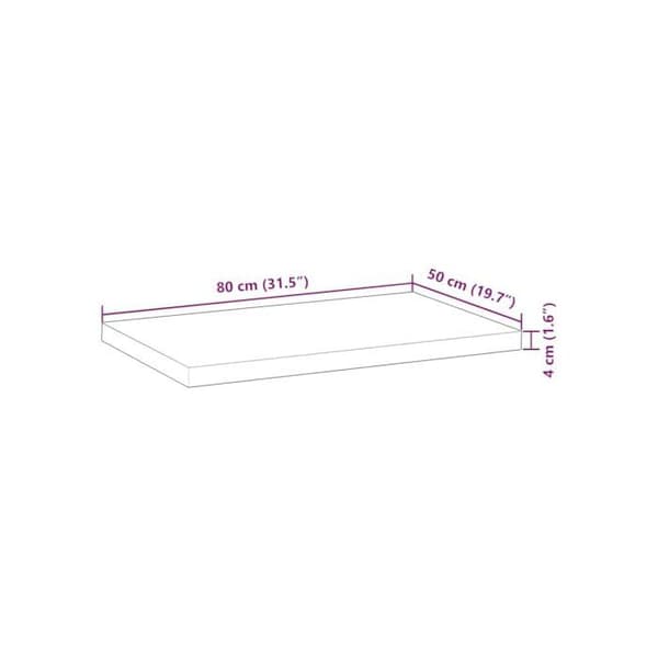 Bordsskiva i akacia - vidaXL - 80x50x4 cm - Obehandlad - Rektangulär - Solid och hållbar