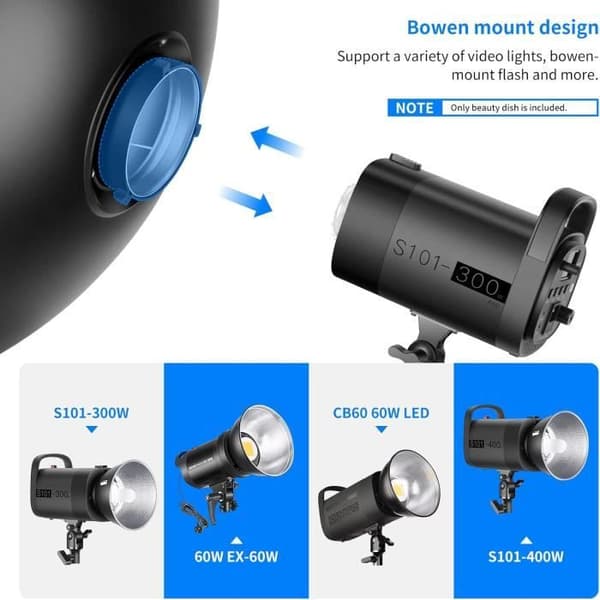 Reflektor Beauty DISH på 16 tum för Flash Studio Strobe Bowens Montering Neewer