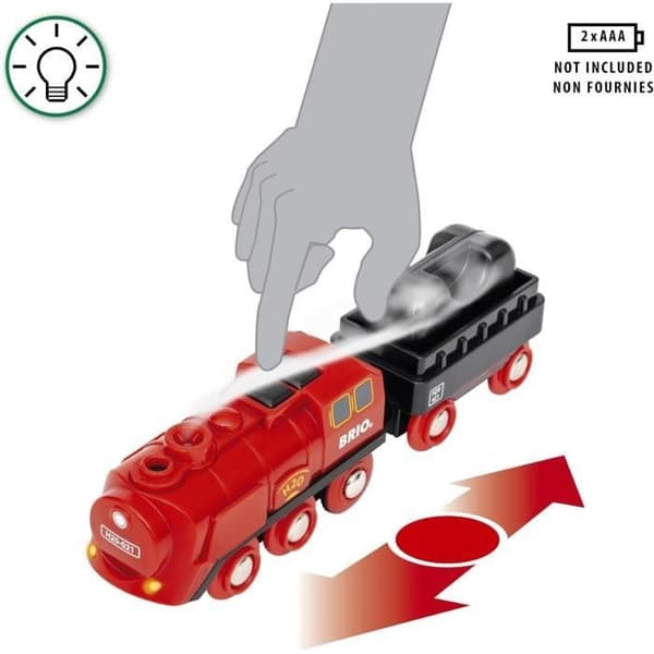 Ångbatteri Lokomotivkrets - BRIO World - 36017 - Träkrets - Röd