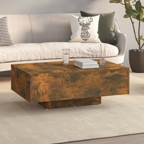 vidaXL Soffbord Rökig ek 85x55x31 cm Ingenjörsträ 815759