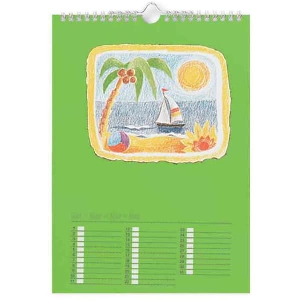 Väggkalender - FOLIA - A4 - 12 assorterade färger - Spiralbindning - Evig