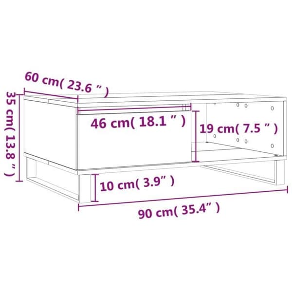 vidaXL Soffbord Vit 90x60x35 cm Konstruerat trä 827068