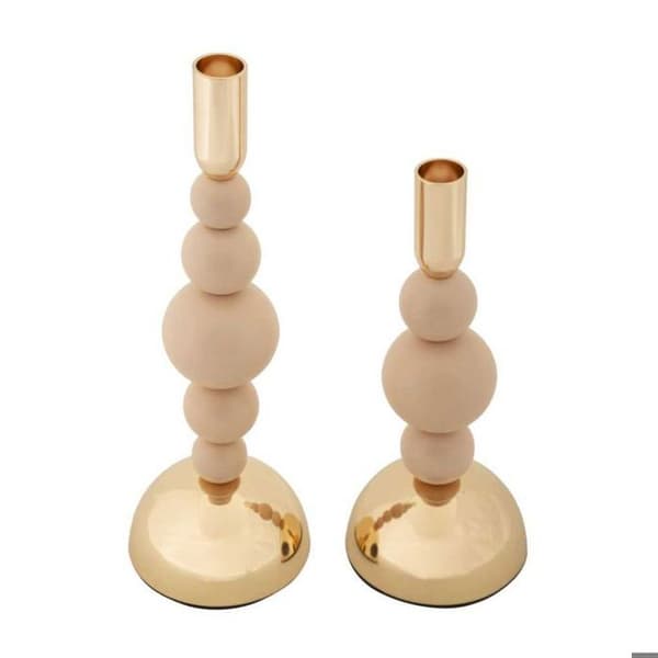 Metallljusstake Hållare (2-pack) rosa och guld