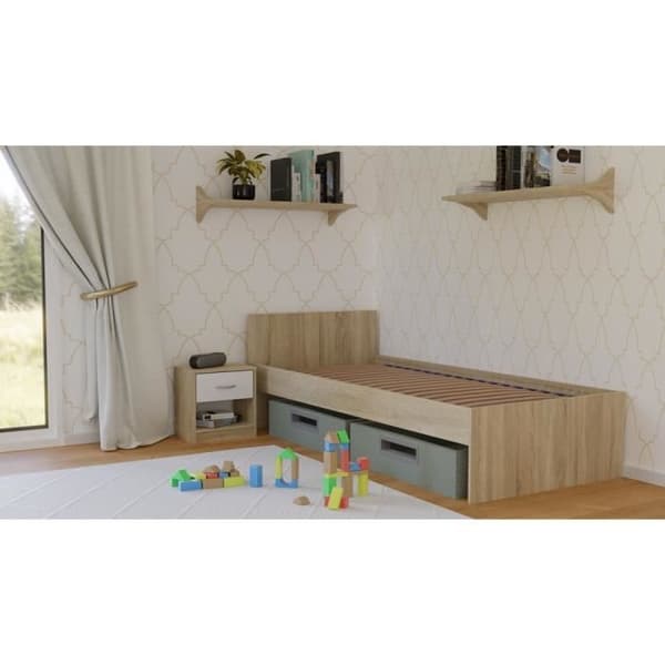 Sängram - SÄNGSTRUKTUR - 90x200 cm - Massivt trä - 1 plats - Flexibel elastisk