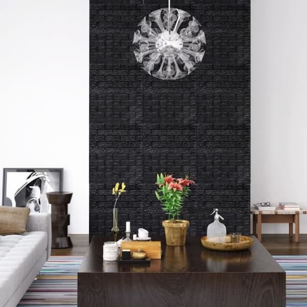 Självhäftande 3D tapet Bricks 40 st Svart