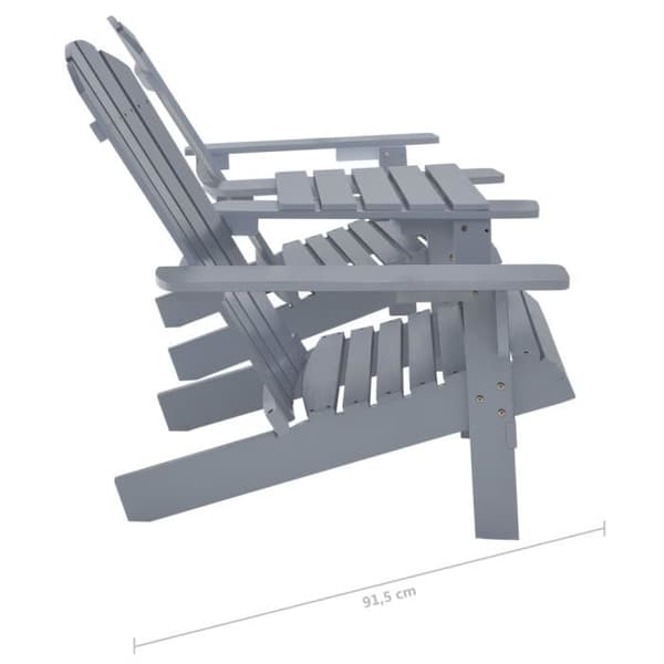 vidaXL Adirondack-stol i massivt granträ Grå