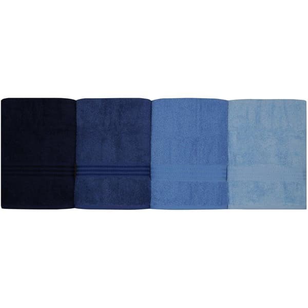 Set med 4 badhanddukar - 70 x 140 cm - Blå