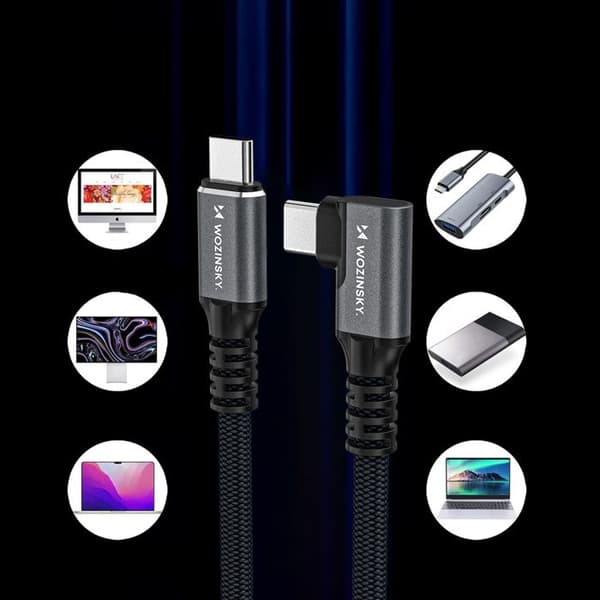 USB-C Thunderbolt 4 240 W böjd kabel 2 m - Svart