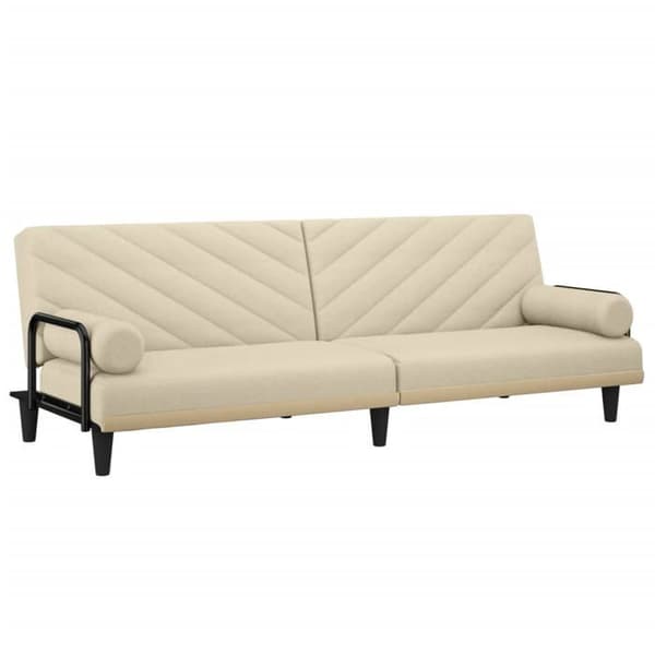 vidaXL Bäddsoffa med armstöd Krämtyg 351934