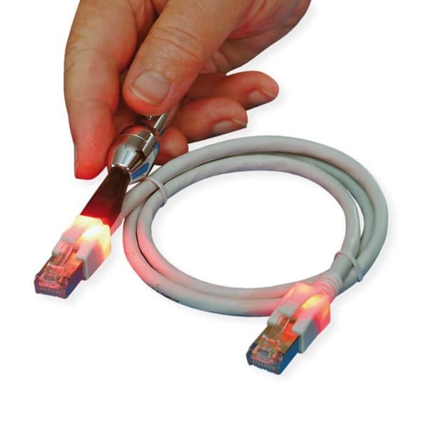 RJ45 Cat.6A patchkabel - EasyLan - 7 m - Röd - Skärmad S/FTP - LSOH - 10 Gbps - Ljusidentifiering - Robust