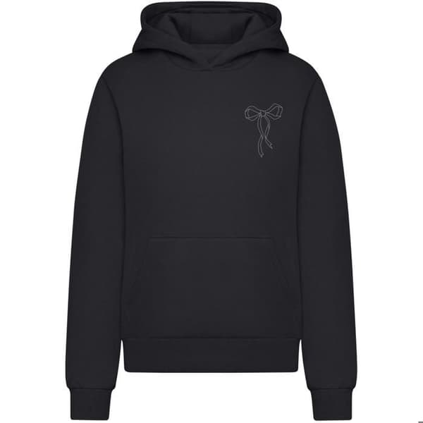 Damsweatshirt med huva Miss Tee Bow Oneliner Fluffy