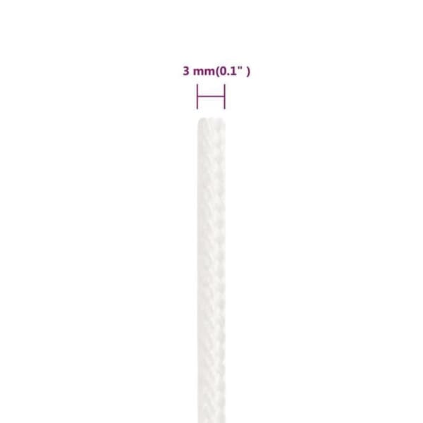 152538 vidaXL Båtrep Komplett Vit 3 mm 500 m Polypropen