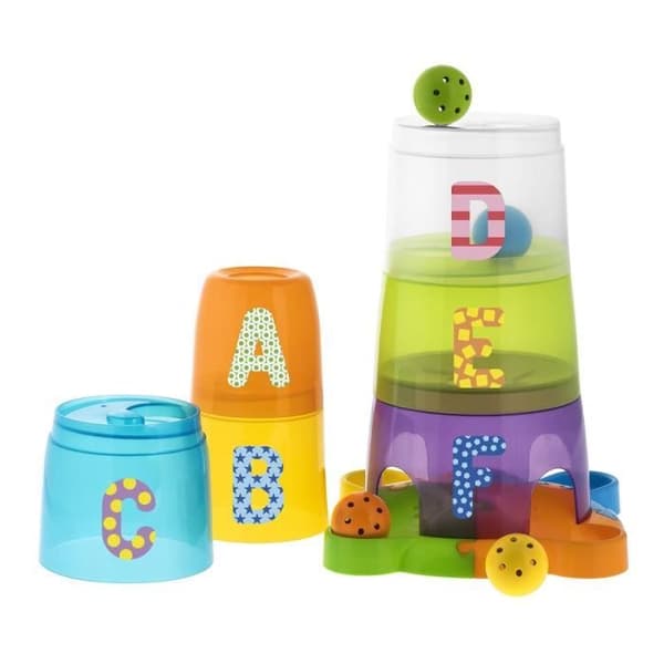 CHICCO Stack & Fun staplingsspel med 5 spellägen och 4 färgglada bollar