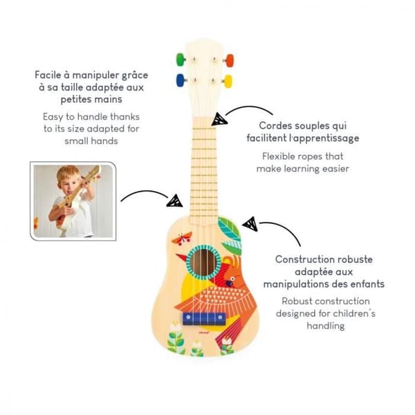 Ukulele - JANOD - Gioia - FSC-trä - 4 strängar - För barn 3 till 6 år
