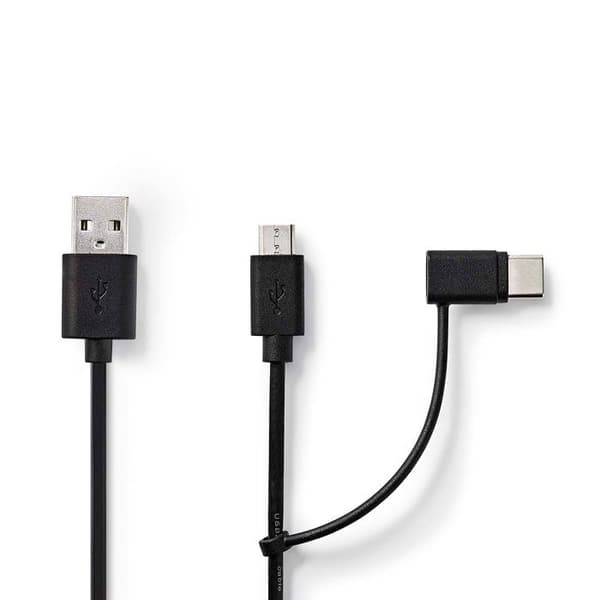 Kabel 2 i 1 - NEDIS - Kabel - USB Micro-B - USB Type-C - 1 meter