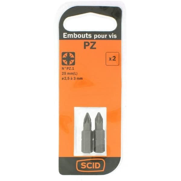 Skruvbits - SCID - PZ1 - 25 mm - Stål - Säljs i 2-pack