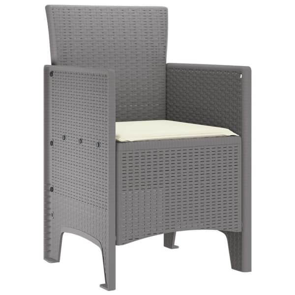 Set med 4 trädgårdsstolar med ljusgrå kuddar i poly rattan