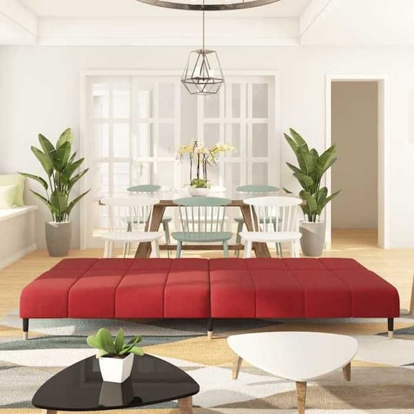 vidaXL 2-sits soffa med sängfunktion i vinröd sammet 375879