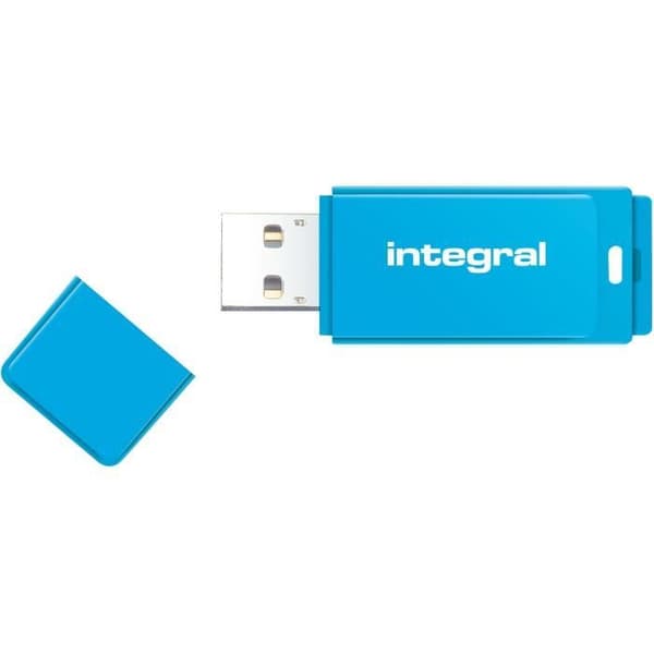 INTEGRAL Neon USB-nyckel - 128 GB - USB 2.0 - Fluorescerande blå