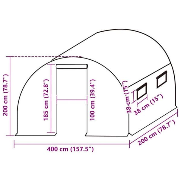 Växthusersättningslock (8 m²) 400x200x200 cm Grön