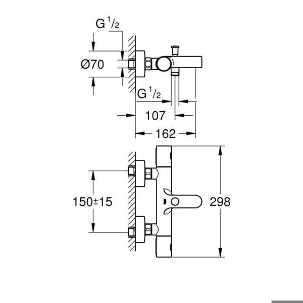 Termostatkran - GROHE - G-800 - Badkar - Ergonomisk - Vattenbesparing - Kromad
