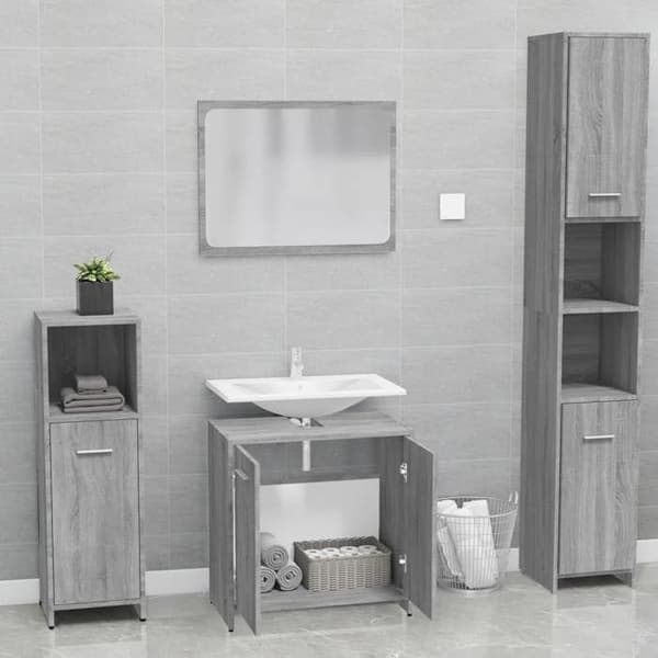 vidaXL Badrumsmöbler Sonoma Grey Engineered Wood 815529